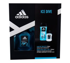 Komplekts Adidas Ice Dive: EDT vīriešiem 50 ml + dušas želeja 250 ml cena un informācija | Vīriešu smaržas | 220.lv