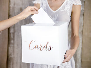 Коробочка свадебных пожеланий Cards rose gold 24x24x24cm цена и информация | Праздничные декорации | 220.lv