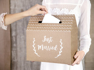 Kāzu novēlējumu kaste Just Married Kraft 30x30,5x16,5 cm cena un informācija | Svētku dekorācijas | 220.lv