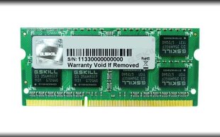 G.Skill DDR3 SODIMM 2x2 ГБ 1600 МГц CL9 (F3-12800CL9D-4GBSQ) цена и информация | Оперативная память (RAM) | 220.lv