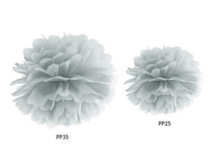 Pompons, sudraba, 25 cm (1 kaste/ 100 iepak.) cena un informācija | Svētku dekorācijas | 220.lv