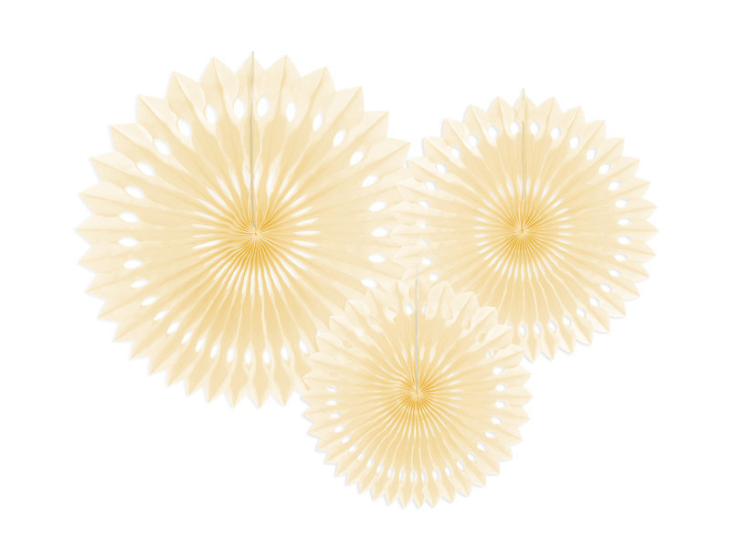 Piekarināmas dekorācijas - vēdekļi Light Cream 20-30 cm (1 iepak/ 3 gab.) cena un informācija | Svētku dekorācijas | 220.lv