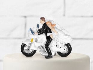 Dekors kūkai Newly-weds on a Motorcycle 11,5 cm cena un informācija | Vienreizējie trauki | 220.lv