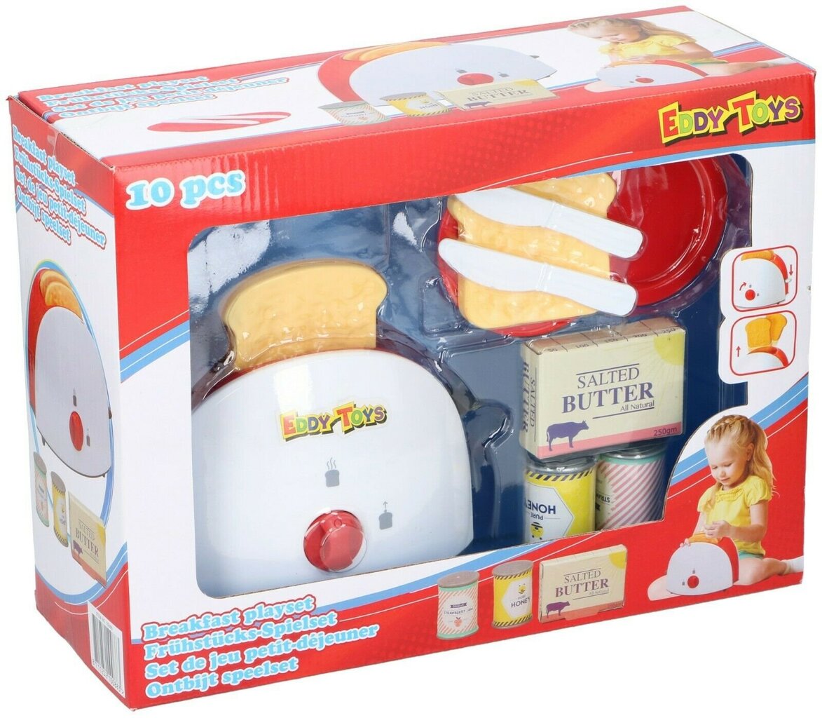 Brokastu komplekts ar bērnu tosteri Eddy Toys, 10 gab. cena un informācija | Rotaļlietas meitenēm | 220.lv