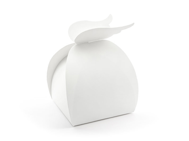 Dekoratīva papīra kaste kārumiem Wings, balta, 8,5x14,5x8,5 cm (1 iepak/10 gab.) cena un informācija | Vienreizējie trauki | 220.lv