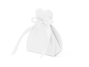 Декоративная бумажная коробка для лакомства Bride, белая, 6,5x3x5 см 1 коробка/ 50 упаковок (1 упаковка / 10 штук) цена и информация | Праздничная одноразовая посуда | 220.lv