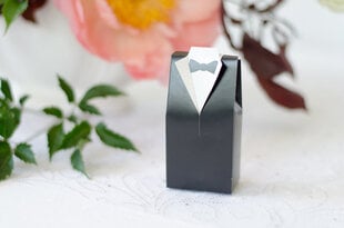 Декоративная бумажная коробка для лакомства Groom, белая/черная, 5x3x9,5 см 1 коробка/ 50 упаковок (1 упаковка / 10 штук) цена и информация | Праздничная одноразовая посуда | 220.lv