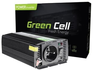 Green Cell jaudas invertors no 12 V līdz 230 V 300W/600W tīrs sinusa vilnis cena un informācija | Sprieguma pārveidotāji | 220.lv