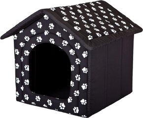 Лежак-конура Hobbydog R3 следы, 52x46x53 см, черный цена и информация | Лежаки, домики | 220.lv