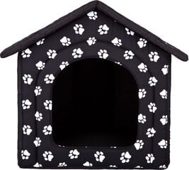 Лежак-конура Hobbydog R1 следы, 38x32x38 см, черный цена и информация | Лежаки, домики | 220.lv