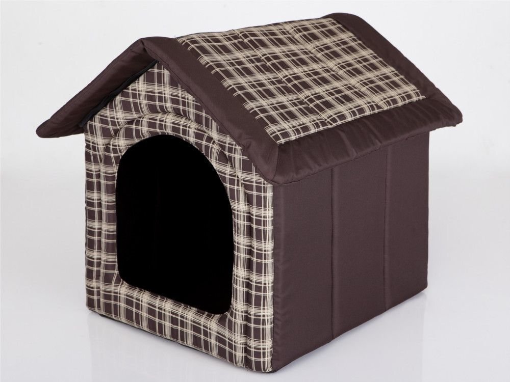 Gultiņa-būda Hobbydog R1 rūtaina, 38x32x38 cm, brūna цена и информация | Suņu gultas, spilveni, būdas | 220.lv