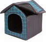 Gultiņa-būda Hobbydog R1 rūtiņu, 38x32x38 cm, pelēka/zila cena un informācija | Suņu gultas, spilveni, būdas | 220.lv
