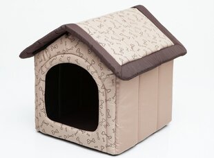 Gultiņa-būda Hobbydog R1 kauliņi, 38x32x38 cm, smilškrāsas cena un informācija | Suņu gultas, spilveni, būdas | 220.lv