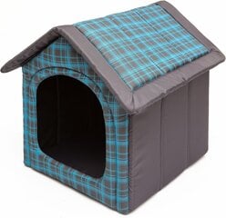 Лежак-конура Hobbydog R2 клеточки, 44x38x45 см, серый/синий цена и информация | Лежаки, домики | 220.lv