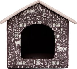 Лежак-будка Hobbydog R3 надписи, 52x46x53 см, коричневый цена и информация | Лежаки, домики | 220.lv