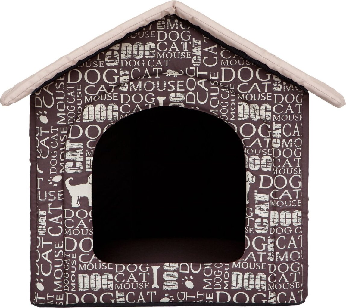Gultiņa-būda Hobbydog R3 uzraksti, 52x46x53 cm, brūna cena un informācija | Suņu gultas, spilveni, būdas | 220.lv