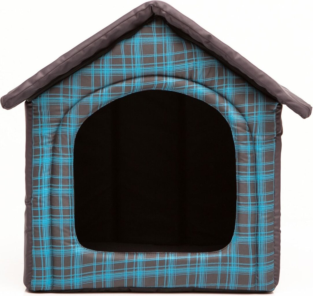 Gultiņa-būda Hobbydog R3 rūtis, 52x46x53 cm, pelēka/zila цена и информация | Suņu gultas, spilveni, būdas | 220.lv