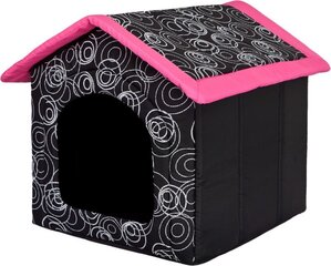 Лежак-конура Hobbydog R3, 52x46x53 см, черный/розовый цена и информация | Лежаки, домики | 220.lv