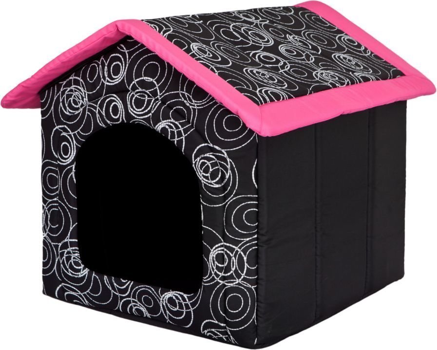 Gultiņa-būda Hobbydog R3, 52x46x53 cm, melna/rozā cena un informācija | Suņu gultas, spilveni, būdas | 220.lv