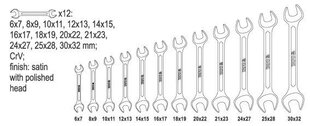 Plakano atslēgu komplekts Yato (YT-0381), 12 gab. cena un informācija | Rokas instrumenti | 220.lv