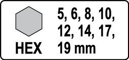 Triecienuzgaļu komplekts 1/2'' H5-H19 Yato (YT-1066), 8 gab. cena un informācija | Rokas instrumenti | 220.lv