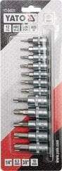 Набор впрессованных наконечников Torx 1/4" 3/8" Т8-T55 Yato (YT-04331), 12 шт. цена и информация | Механические инструменты | 220.lv