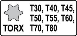 Trieciena uzgaļu komplekts Torx 1/2" T30-T80 Yato (YT-1065), 8 gab. цена и информация | Механические инструменты | 220.lv