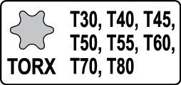 Trieciena uzgaļu komplekts Torx 1/2" T30-T80 Yato (YT-1065), 8 gab. cena un informācija | Rokas instrumenti | 220.lv