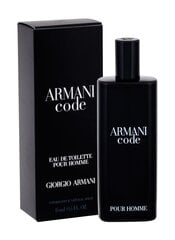 Туалетная вода Giorgio Armani Code EDT для мужчин 15 мл цена и информация | Мужские духи | 220.lv