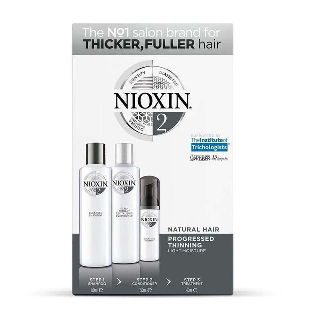 Retu dabīgo matu kopšanas līdzekļu komplekts Nioxin System 2: šampūns 150 ml + kondicionieris 150 ml + serums 40 ml cena un informācija | Šampūni | 220.lv