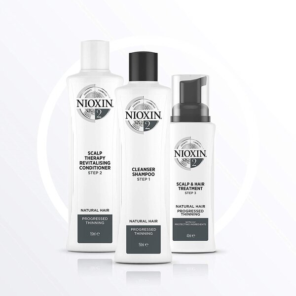 Kopšanas produktu komplekts matu retināšanai Nioxin System 2: šampūns 150  ml + kondicionieris 150 ml + serums 40 ml cena | 220.lv