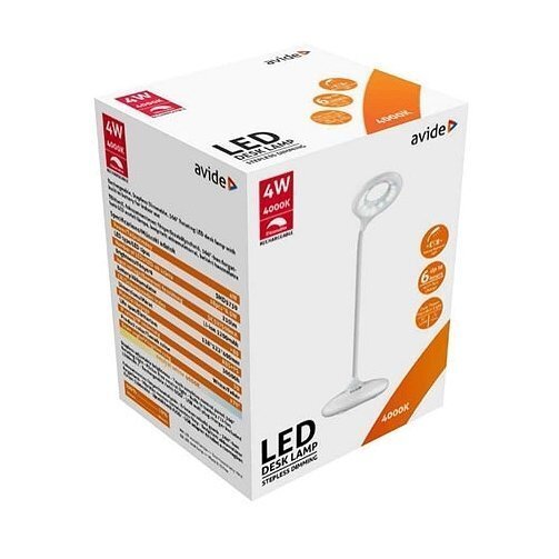 Avide LED uzlādējama galda lampa 4W balta cena un informācija | Galda lampas | 220.lv