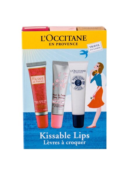 Komplekts L'Occitane Kissable Lips: lūpu balzams 3 x12 ml