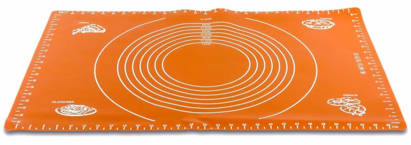 Silikona mīcīšanas paklājiņš, 40x60 cm, oranžs cena un informācija | Virtuves piederumi | 220.lv