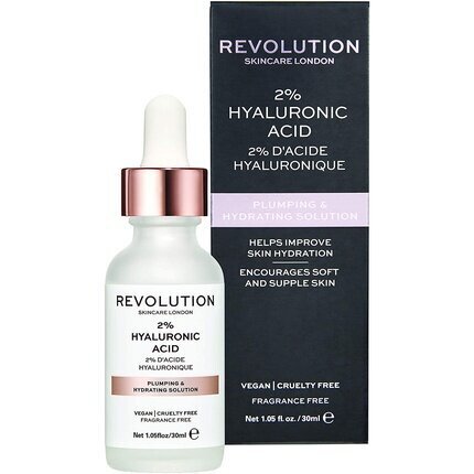 Mitrinošs sejas serums Revolution Skincare London 2% Hyaluronic Acid 30 ml cena un informācija | Serumi sejai, eļļas | 220.lv