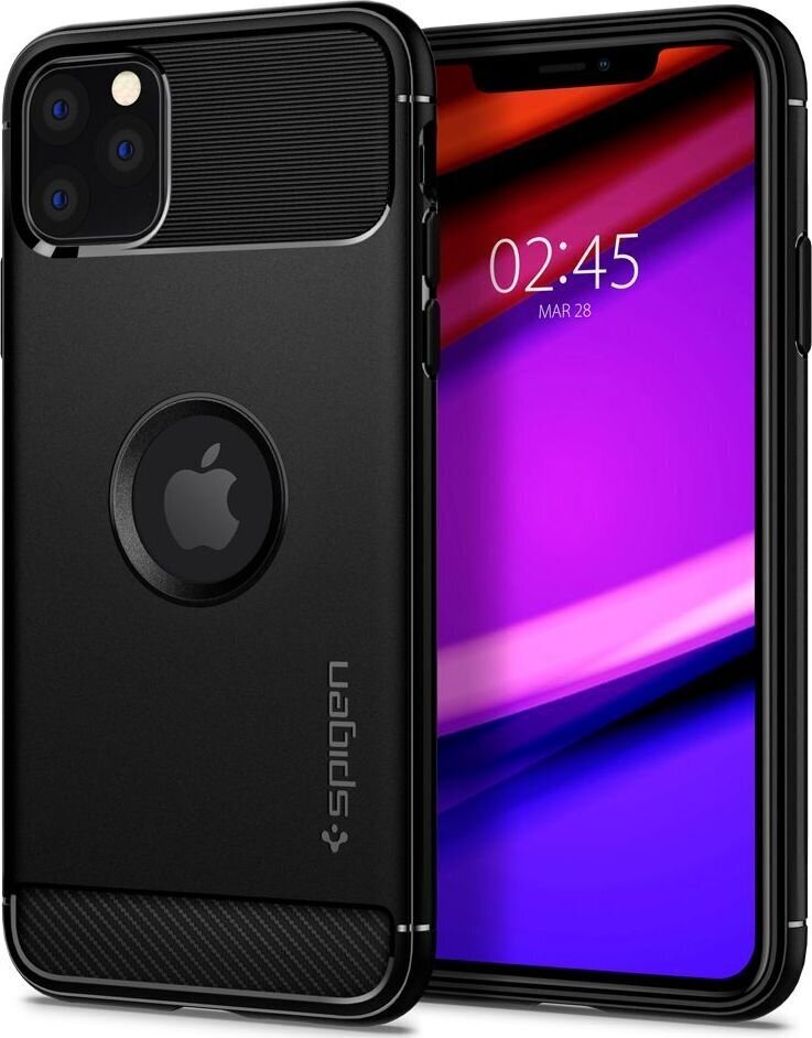 SPIGEN RUGGED ARMOR IPHONE 11 PRO MAX MATTE BLACK cena un informācija | Telefonu vāciņi, maciņi | 220.lv