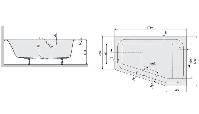 Vanna Sanplast FreeLine WTP/FREE, 120 cm cena un informācija | Vannas | 220.lv