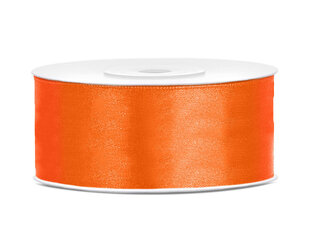 Satīna lente, oranža, 25 mm/25 m, 1 kaste/30 gab. (1 gab./25 m) cena un informācija | Dāvanu saiņošanas materiāli | 220.lv