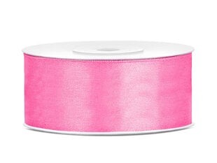 Атласная ленточка, розовая, 25 мм/25 м, 1 шт/25 м цена и информация | Упаковочные материалы для подарков | 220.lv