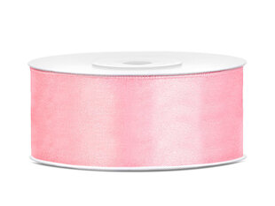 Атласная ленточка, светло-розовая, 25 мм/25 м, 1 шт/25 м цена и информация | Упаковочные материалы для подарков | 220.lv
