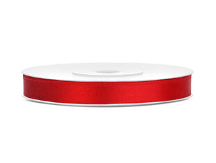 Satīna lente, sarkana, 6 mm/25 m, 1 kastīte/30 gab. (1 gab./25 m) cena un informācija | Dāvanu saiņošanas materiāli | 220.lv