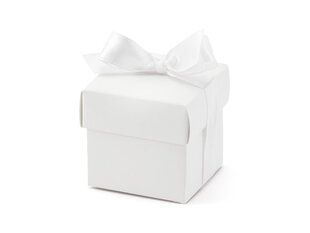 Dāvanu kastītes ar bantīti, 5,2x5,2x5,2 cm, baltas (1 kastē/50 iepak.) (1 iepak./10 gab.) cena un informācija | Dāvanu saiņošanas materiāli | 220.lv