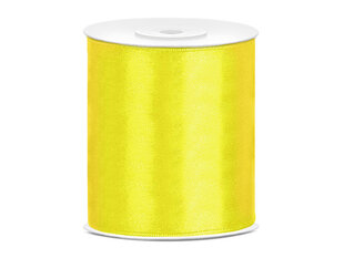 Satīna lente, dzeltena, 100 mm/25 m, 1 gab./25 m cena un informācija | Dāvanu saiņošanas materiāli | 220.lv