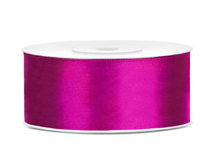 Satīna lente Fuchsia, rozā, 25 mm/25 m, 1 kastē/30 gab. (1 gab./25 m) cena un informācija | Dāvanu saiņošanas materiāli | 220.lv