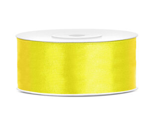 Satīna lente, dzeltena, 25 mm/25 m, 1 kastē/30 gab. (1 gab./25 m) cena un informācija | Dāvanu saiņošanas materiāli | 220.lv