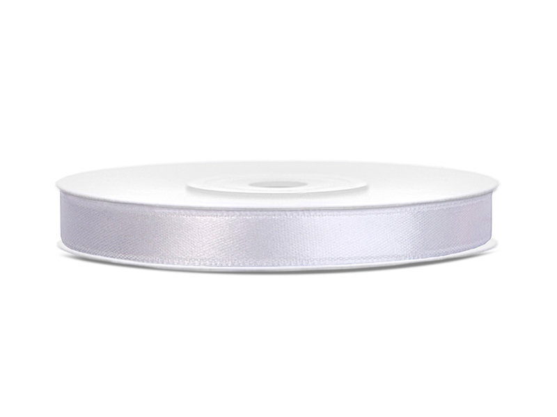Satīna lente, balta, 6 mm/25 m, 1 kastē/30 gab. (1 gab./25 m) cena un informācija | Dāvanu saiņošanas materiāli | 220.lv