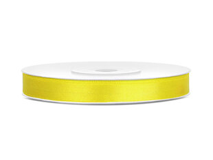 Satīna lente, dzeltena, 6 mm/25 m, 1 kastē/30 gab. (1 gab./25 m) cena un informācija | Dāvanu saiņošanas materiāli | 220.lv