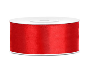 Satīna lente, sarkana, 25 mm/25 m, 1 kaste/30 gab. (1 gab./25 m) cena un informācija | Dāvanu saiņošanas materiāli | 220.lv