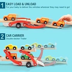 Top Bright деревянный тягач с автомобилями цена и информация | Конструктор автомобилей игрушки для мальчиков | 220.lv