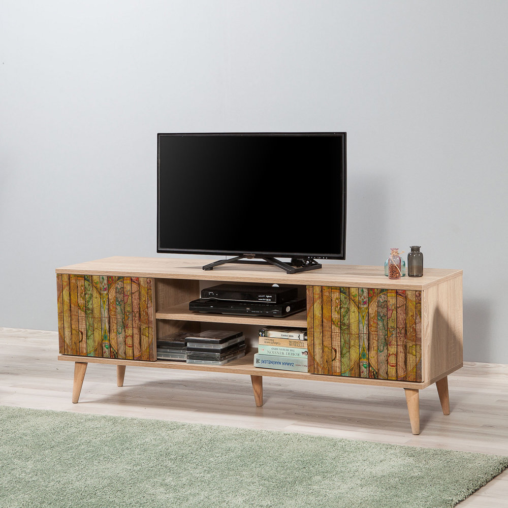 TV galdiņš Selsey Smartser 140 cm, brūns/daudzkrāsains цена и информация | TV galdiņi | 220.lv